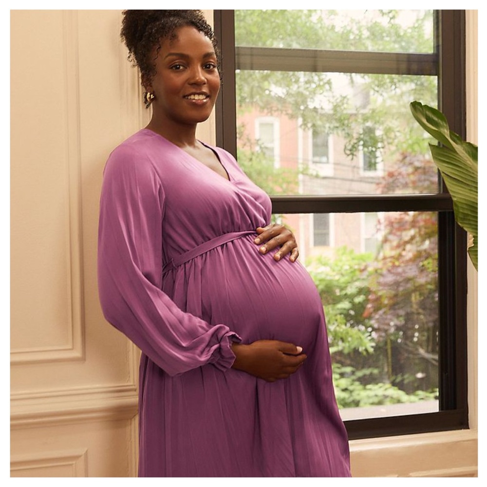 NWT Motherhood maternity grape nectar woven wrap mini dress size small - Picture 2 of 7